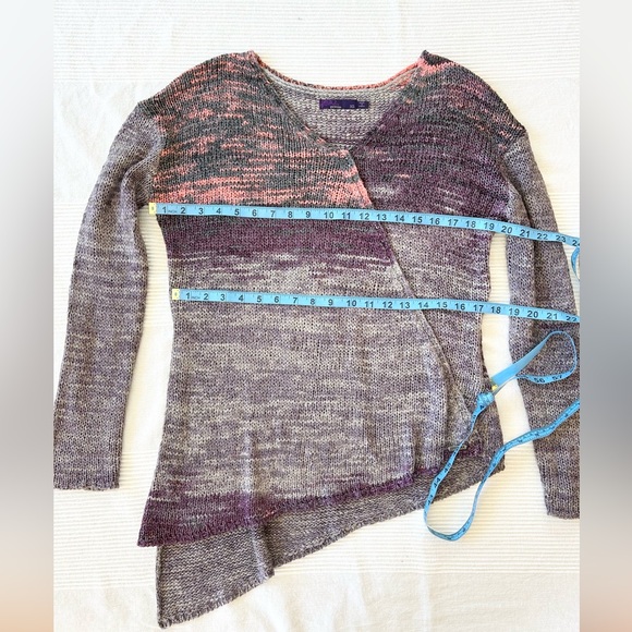 PrAna Vignette V-neck Knit Sweater Asymmetrical Purple Tart - Picture 5 of 13